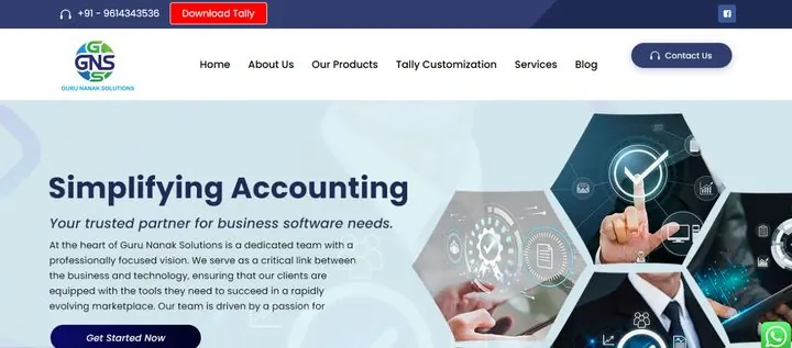 GN Solutions website homepage designed by Wayne E Solutions — Tally software partner, Ludhiana & Chandigarh, India